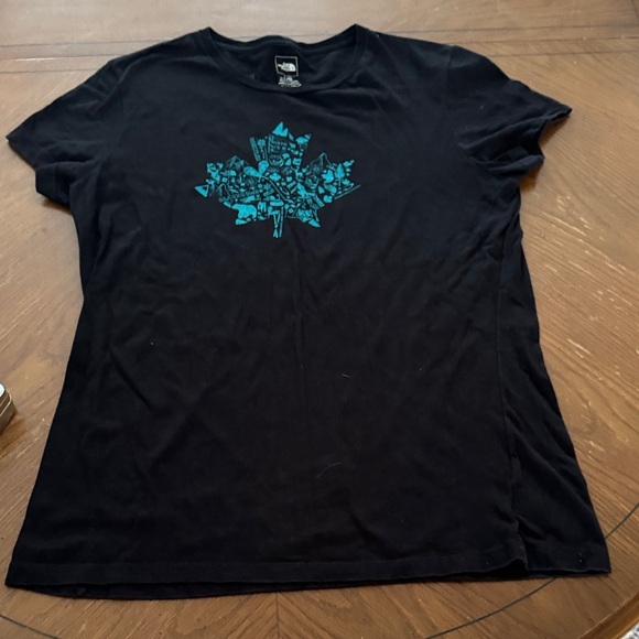 The North Face Black Tee Whistler Blackcomb  Teal Leaf Ski Graphic Large - Picture 1 of 9